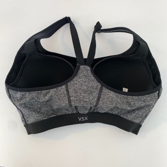Victoria's Secret VSX Heathered Black Front Zip Sports Bra - Picture 2 of 6